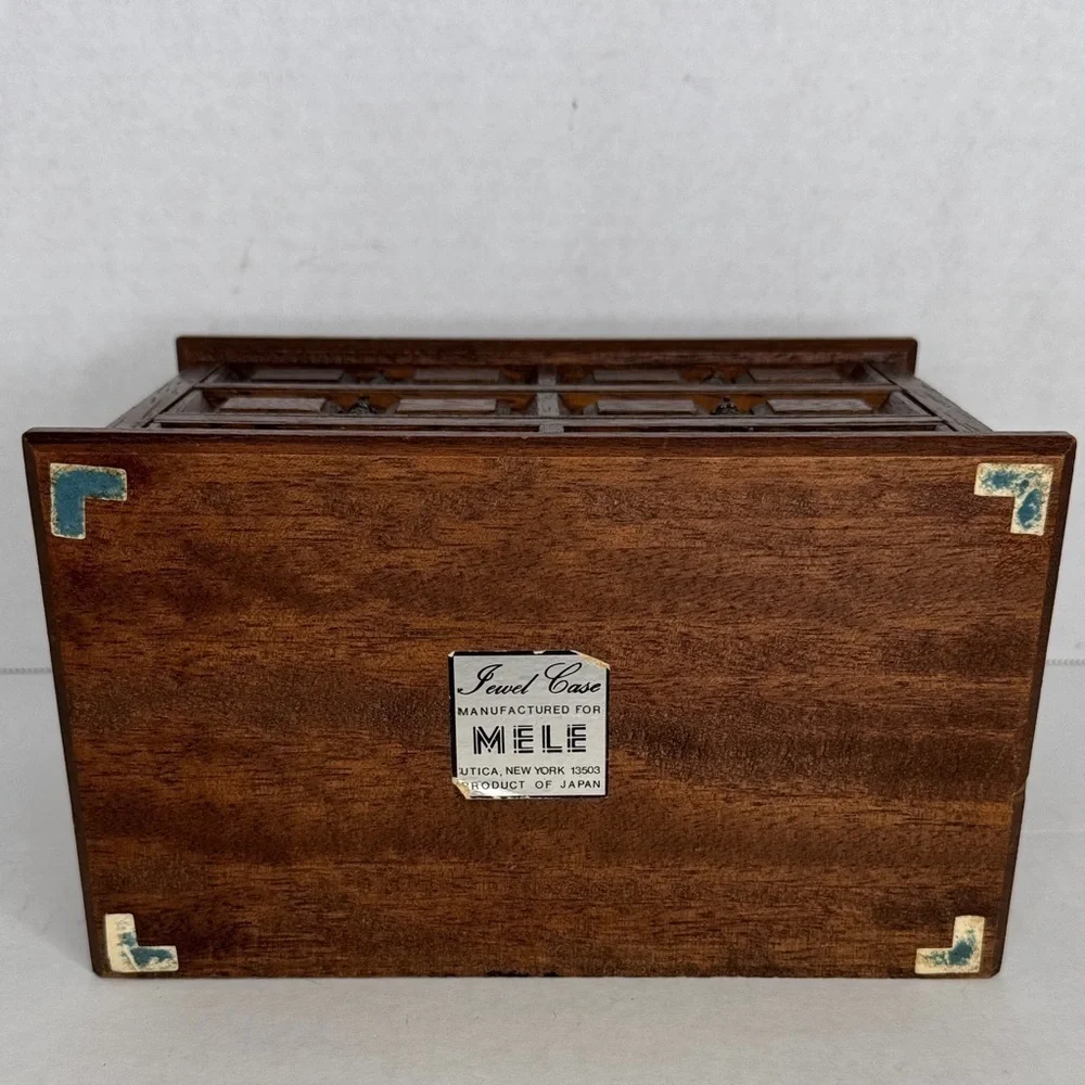 Vintage Mele Japan Vintage Wooden Musical Jewelry Box 3 Drawer Aprox 8